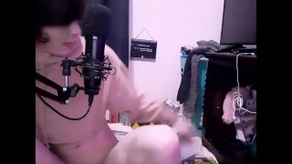 slutty femboy rides dildo while trying to show u his mario games~! (wholesome UwU)