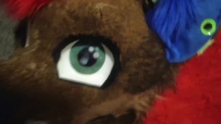 Cum on fursuit until completely covered
