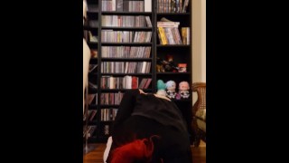 Femboy masturbating and riding a dildo in skirt and thigh highs
