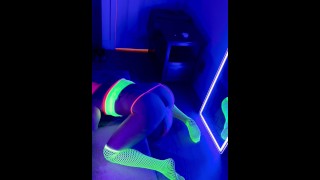 I dress like a dirty rave slut while rolling and play with anal toys in the mirror
