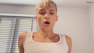 Sexy Blonde Twink Kai Sucks and Rides a Delicious Thick Cock before Receiving his Facial Reward