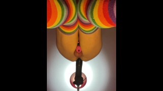 Femboy Raine railed by huge toy with fuck machine (Full Video!)